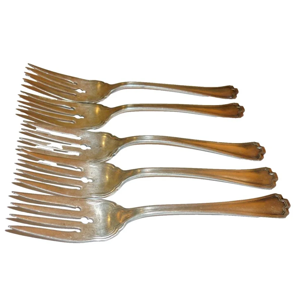 5 Antique‎ R.C. CO. Plus Silverplate  Salad Forks